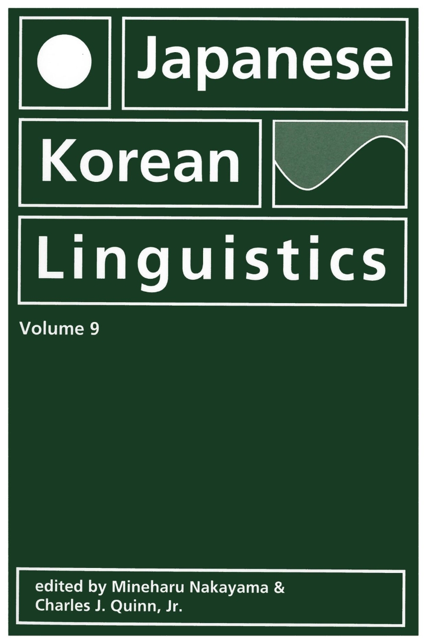 Japanese/Korean Linguistics, Volume 9