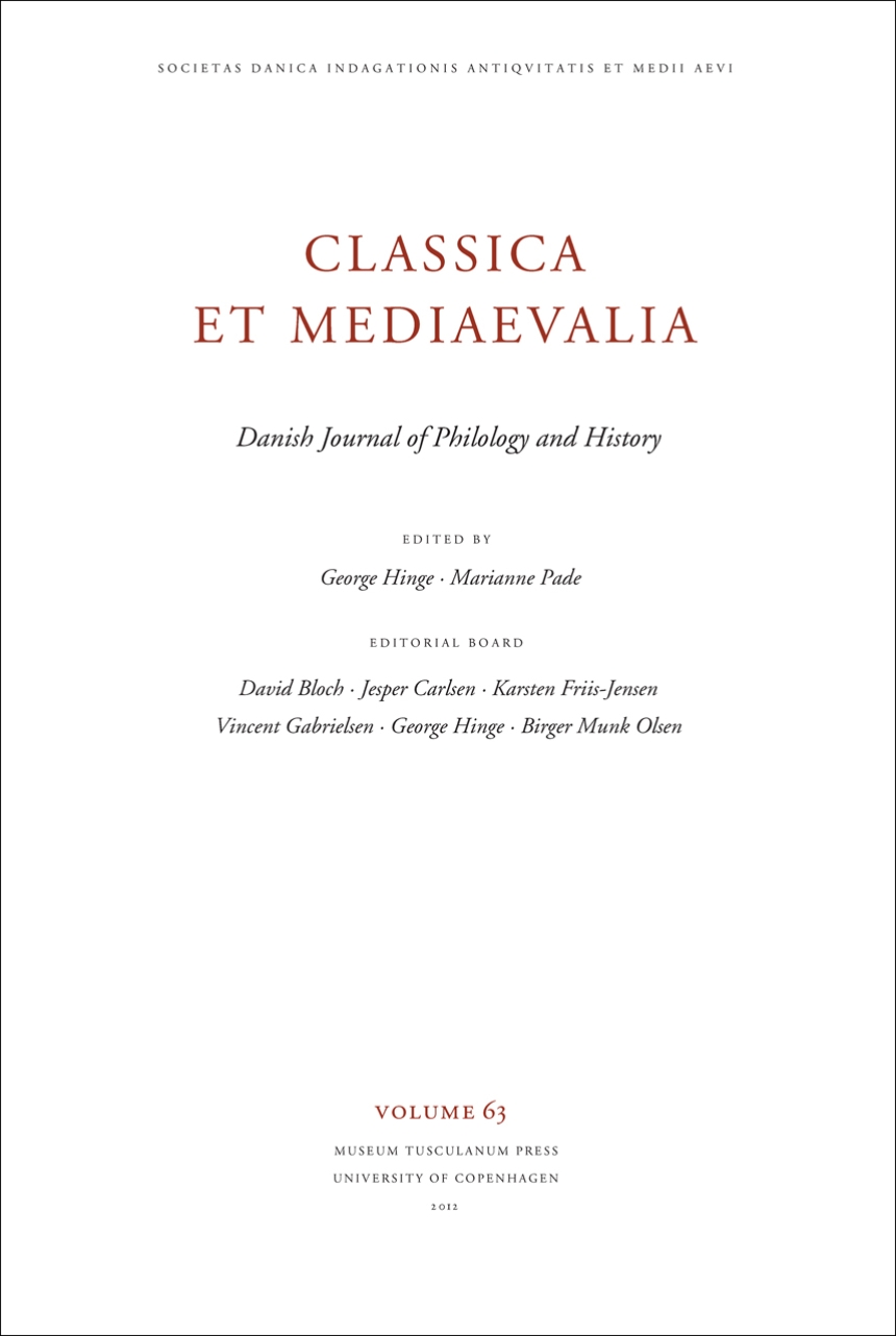 Classica et Mediaevalia Volume 63