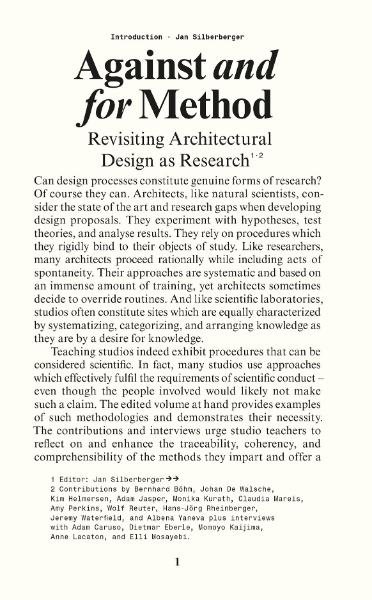 Against and for Method: Revisiting Architectural Design as Research